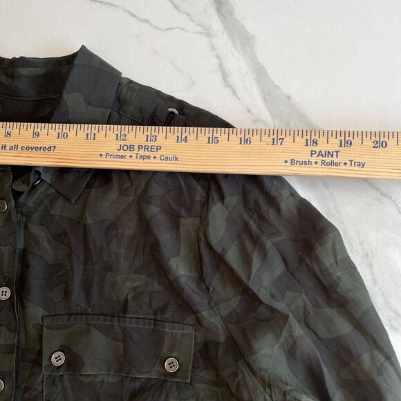 Mint Velvet Camouflage Blouse Top Green Long Sleeve Button Up Women's Size UK 14 - Picture 6 of 16